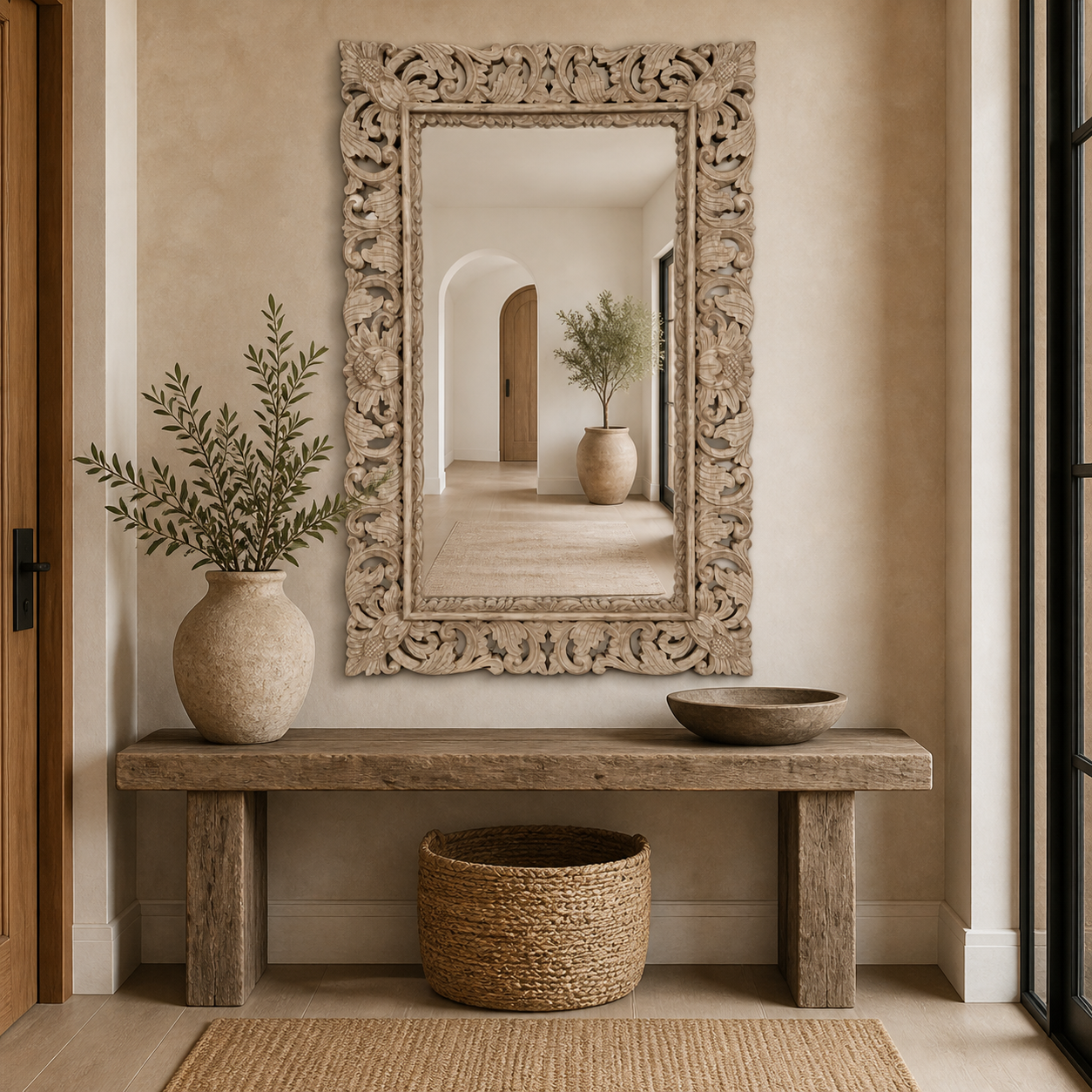 Nishantha Mirror in Raw Wood - Image 4