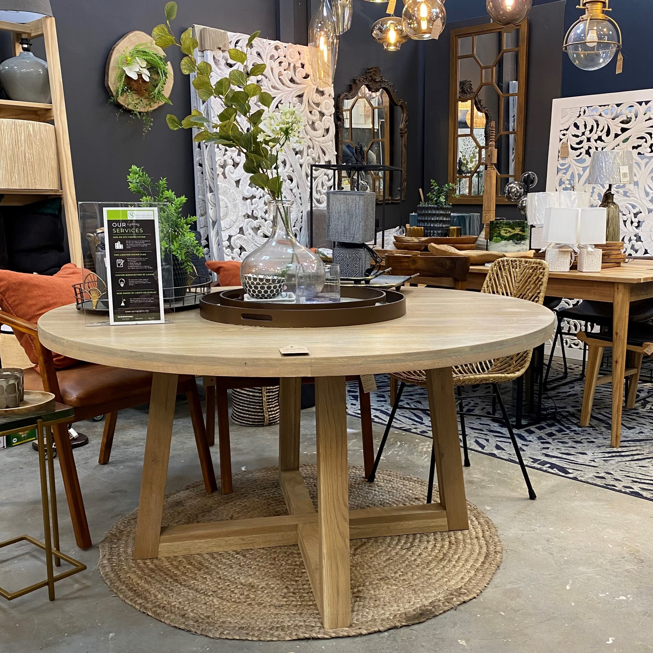 oak dining table with bench seating