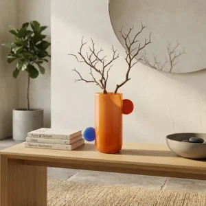 Orange and Blue Glass Vase