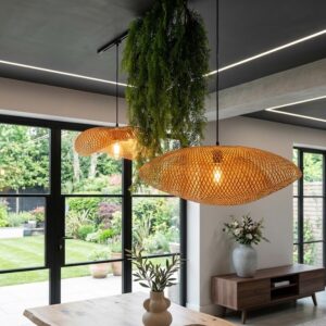 Wood and Bamboo Pendant Cluster