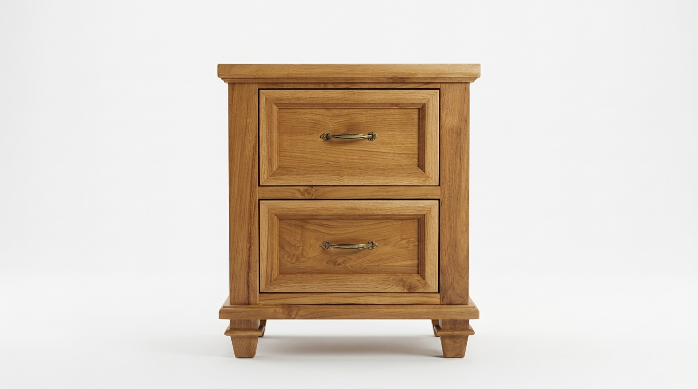 Indo bedside table with two drawers